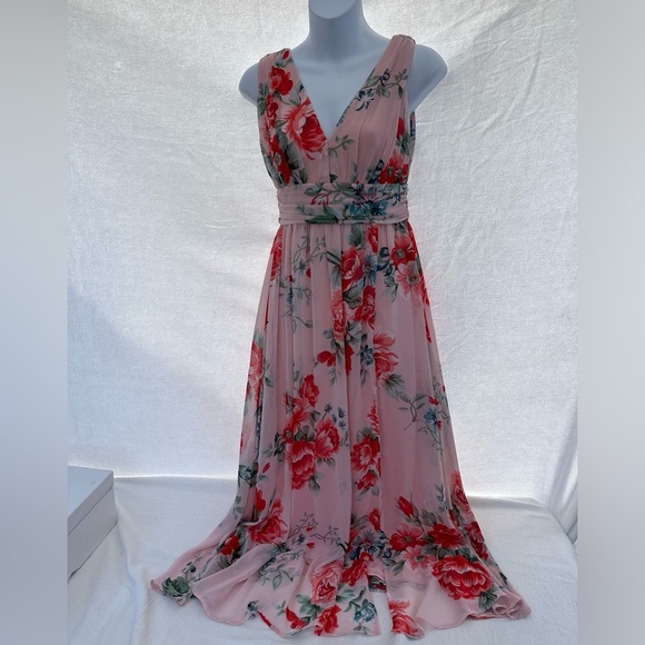 Lulus Dresses & Skirts - Lulu's Blush Pink Floral Wrap Maxi Dress